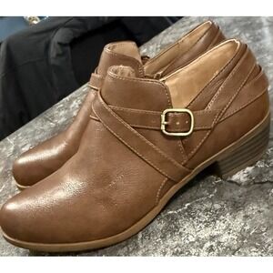 Lifestride Velocity 2.0 Adley Womens Slip-On Bootie Shootie Flex Shoes Brown 10W